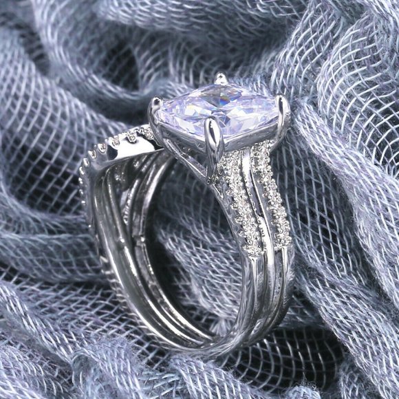 Adjustable 925 Silver Square Shape White Sapphire - Picture 8 of 8